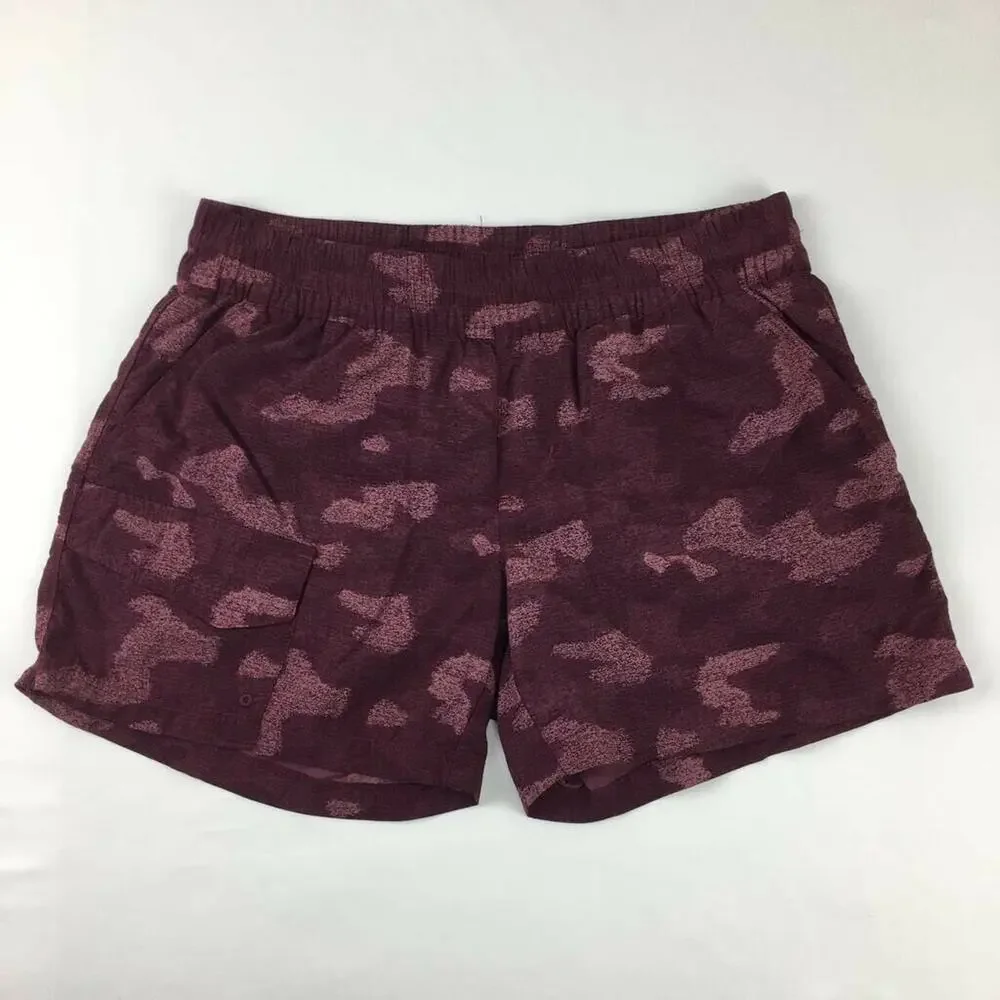 Columbia Ridge Printed Pull On Shorts Red Geometric Pockets Drawstring S 4L